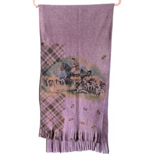 VINTAGE Italian Soft Pink Equestrian Design Quiet Luxury Retro Fringed Scarf